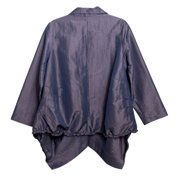 A La Mode by XiAO Taffeta Jacket Womens M Purple Asymmetrical Button Lagenlook - Picture 8 of 16